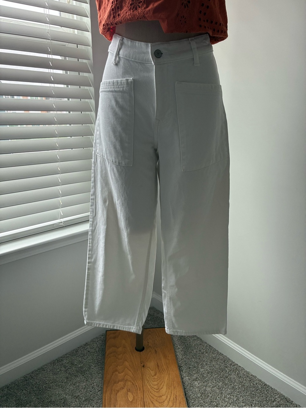 Lucky Brand Women's White High Rise Wide Leg Crop Jeans
